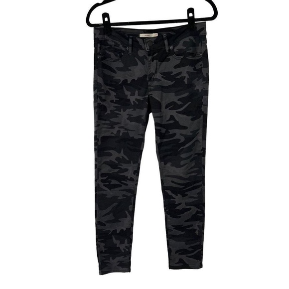 Levis 711 Skinny Black Gray Camouflaged Jeans‎ - Picture 1 of 8